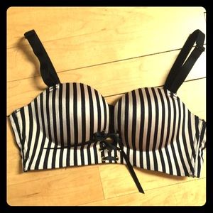 Super sexy tie front push-up bra | black and pink